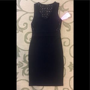 NWT Black Bodycon  Dress w/Bace Lace  Detail